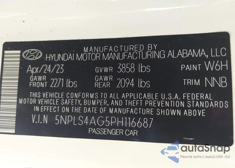 2023 Hyundai Elantra Sel from USA, damaged, VIN 5NPLS4AG5PH116687